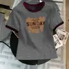 Camiseta de Manga Curta Feminina ins Verão Nova Tamanho Grande Solta Emagrecimento Cobertura da Barriga Color Block Gola Redonda Estampa Top Rejuvenescedor Versátil
