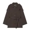 Moda feminina europeia e americana transfronteiriça, best-seller do AliExpress: casaco casual elegante de sarja com cinto