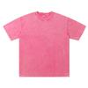 Camiseta Masculina Estilo Americano 240g Manga Curta 100% Algodão Lavada Retro Desgastada Solta Casual Camiseta Básica Masculina