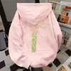 Sudadera con Capucha Gruesa de Terciopelo Diseño Estilo Coreano para Mujer Otoño e Invierno Estampado Creativo Holgada Moda Casual Chaqueta Cardigan