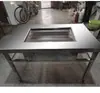 Mesa de BBQ Comercial sin Humo Parrilla de BBQ de Autoservicio Pierna de Cordero Asada a la Brasa Mesa de BBQ para Exteriores de Acero Inoxidable