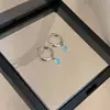 Brincos de zircônia azul claro água de lago com vento frio, gotas d'água cintilantes, design exclusivo, temperamento de alta qualidade, brincos simples e versáteis