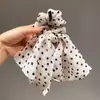 Coletero de Cinta de Lazo de Puntos Negros y Blancos de Gama Alta, Lazo para el Cabello Retro de Nicho, Mismo Estilo que el de los Bloggers, Lazo para el Cabello para la Parte Trasera de la Cabeza
