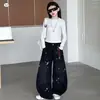 Conjunto de pantalones vaqueros tipo "dad" estampados casuales de otoño para niña, versátil camiseta básica de manga larga y pantalones de corte recto para primavera y otoño