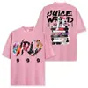 Camiseta de manga corta lavada estampada de hip-hop americano transfronterizo Juice wrld Cuello redondo holgada casual Sudadera con capucha para hombre