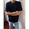Camiseta de Verano para Hombre de Marca Moderna con Bordado de Estrella de Cuatro Puntas, Manga Corta, Hombro Fresco Pesado, Corte Limpio, Manga Media de Cinco Puntas