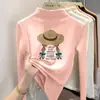 Camiseta de manga comprida com gola alta para meninas, camada base com forro de fleece, novo estilo outono/inverno 2026, top casual infantil com forro de fleece