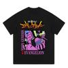 Camiseta Japonesa de Anime con Estampado Oscuro Holgada para Pareja de Manga Corta a la Moda Lavado Pesado para Hombre Nuevo Estilo