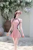 Novo Estilo Roupa de Banho Boxer Estilo Saia Esportiva para Mulheres, Cobertura da Barriga e Emagrecimento, Roupa de Banho para Férias na Praia e Fontes Termais, Peça Única Dropshipping