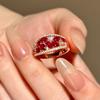 Nuevo Nuevo Anillo de Diamante de Corindón Rojo Burbuja de Granada China Lujo Ligero alta calidad Anillo Joker Libro Rojo