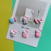 Gato Rosa de Dibujos Animados Lindos Color Caramelo Gel Crema Tarjeta para el Cabello Resina Plástico Funda para Teléfono Bolso Accesorios Diy para Niña