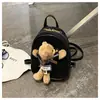 Mochila Fofa de Pelúcia Ursinho Mini Bolsa Escolar Estudante Feminina Bolsa Transversal de Pelúcia Camurça Retrô Bolsa Pequena para Meninas