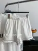 Calça Casual Feminina de Linha A com Pernas Largas, Patchwork Vazado Fino, Versão Coreana 2026, Shorts Soltos Emagrecedores Feitos de Liocel