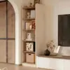 Armário Estreito de Madeira Maciça para Sala de Estar, Estante Estilo Vintage, Armário de Armazenamento, Armário de Armazenamento Integrado de Parede, Estante de Livros, Rack de Armazenamento de Chão