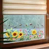 Brup Spring Girasol Arbusto Pegatina para Ventana Sin Pegamento Estática Estilo Pastoral Girasol Flor Silvestre Pegatina Zn-Jd2091E