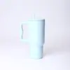 Copo de gelo com alça 30oz transfronteiriço, copo isolado a vácuo de aço inoxidável 304 com canudo, copo de carro portátil