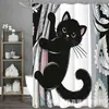 Cortina de Ducha Linda con Patrón de Gato Negro, Set de Cortinas de Ducha Elegante de Alta Gama, Decoración del Hogar, Hecho a Medida con Tu Propia Imagen