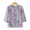 Roupas Novas de Verão da Vovó, Camisas da Moda Estilo Chinês, Tops Finos de Manga Curta Slim Fit para Mulheres de Meia-Idade e Idosas