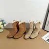 Botas Nuevas de Ante Plegado con Pelo para Otoño e Invierno 2025 para Mujer, Botines de Tacón Grueso, Botines con Plataforma Interior