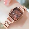 GEDI2021 - Reloj de cuarzo para mujer, estilo coreano, informal, con diamantes, resistente al agua, con correa de acero en oro rosa