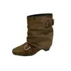 Botines de punta estilo europeo y americano para mujer, nueva colección otoño/invierno 2026, con diseño de slip-on, tacones gruesos y efecto adelgazante con detalles plisados.