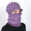 Chapéu de inverno feminino para meia-idade e idosos, chapéu de lã de peça única, forrado com fleece, quente, combina com tudo, cachecol espesso, chapéu para mãe, chapéu de tricô