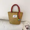Bolsas Tejidas a Mano para Mujer, Moda Tendencia Primavera y Verano 2026, Bolso Cubo de Paja Súper Popular para Vacaciones en la Playa