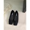 Zapatos de Punta Cuadrada para Mujer 2025 Nuevo Estilo Lazo Pequeño Fragante Zapatos de Suela Blanda Planos Boca Baja Suaves Zapatos de Abuelita Franceses