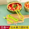 Divisor de Frutas Tres en Uno de Acero Inoxidable, Cuchara para Bolas Multifuncional para el Hogar, Herramienta para Sacar Bolas de Fruta, Herramienta para Tallar Fruta