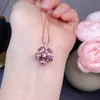 Colgante de Espinela Natural Puro, Cristal Súper Rosa, Piedra Preciosa Transparente Grado 5A Tamaño 4*6mm, Plata 925 Incrustación de Precisión