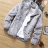 Chaqueta Gruesa con Forro Polar para Hombre Estilo Coreano Holgada Otoño e Invierno Chaqueta Polar de Cuello Vertical para Hombre Chaqueta Polar de Doble Cara
