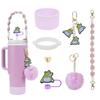 Set de 7 Piezas Taza Tapa de Popote Decorativa Set de Vasos Cadena para Vasos Ins Chai Perro Serie Colgante para Llaves Colgante de Bola de Felpa