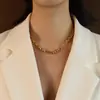 ¡Privado! Collar chocker estilo ins francés simple todo-partido pulsera para mujer traje de joyería de acero de titanio oro de 18 quilates