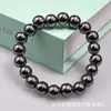 Pulseira de Terahertz com Contas Redondas de Pedra Biliar Preta Titânio Hertz Polissilício Círculo Único Três Círculos Pulseira Joia ao Vivo Presente Atacado
