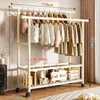 Perchero de pie para dormitorio, uso doméstico, perchero de doble barra engrosada, perchero simple, estante de almacenamiento de ropa
