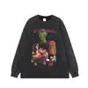 Camiseta Retrô Europeia e Americana Pesada Estampada Lavada Desgastada Algodão Puro Manga Curta Camiseta Vintage Meia-Manga Top Masculino Transfronteiriço