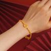 2022 Nuevo brazalete de oro de imitación moda nacional cabeza de Buda hueco brazalete carácter fu joyería retro para mujer cadena de cuentas ajuste