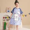Pijama infantil novo 2024 verão algodão manga curta camisola de menina crianças médias e grandes menina pequena roupas pai-filho vestido