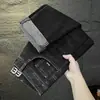 Calça Jeans Bordada de Alta Qualidade para Primavera e Outono Masculina 2026 Nova Marca Tendência Slim Perna Reta Calças Longas Outono Elásticas Casuais