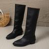 Novedad Otoño/Invierno 2026 Estilo Tejido Manga Suelta Moda Tacón Cuadrado Botas Altas Rectas Moda Versátil Punta Puntiaguda Botas Largas para Mujer