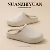 Pantuflas de Algodón con Carcasa de EVA Impermeable Hamuding para Mujer, Pantuflas Cálidas de Felpa de Algodón Antideslizantes para Interior de Hogar Otoño e Invierno para Hombre