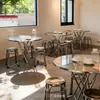 Banqueta Antiestática de Aço Inoxidável Loja de Chá com Leite Lanchonete Cadeira de Espera Conjunto de Mesa e Cadeiras para Restaurante Empilhável Economiza Espaço