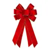 Decoração de Árvore de Natal com Laço Grande de Veludo de Novo Modelo Transfronteiriço 53cm Enfeite Pendurado com Borda de Arame Laço de Veludo Natalino