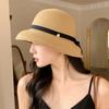 Viajes de primavera y verano estilo coreano fresco Sombrero de playa protección solar Protección UV para mujer versátil paja sol sombrero de pescador