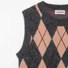 Exportación Transfronteriza Ropa de Mujer Otoño e Invierno 2025 Estilo Europeo y Americano Cuello Redondo Sin Mangas Patrón de Rombo Estilo Chaleco Prendas de Punto para Mujer