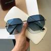 Gafas de sol polarizadas azules transparentes para hombre, gafas de sol poligonales de metal para conducir, gafas de viaje playeras de estilo coreano a la moda para mujer.