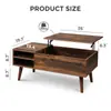 Mesa de Centro Elevable Moderna y Sencilla de Amazon para Comercio Exterior, Mesa de Té de Madera con Compartimento de Gran Capacidad para Sala de Estar