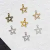 Pingente Estrela de Cinco Pontas Vazado Multicor Retrô 16x14mm Liga de Zinco Acessórios DIY Colar Brinco Acessórios para Joias Atacado