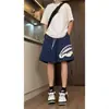 Shorts Esportivos para Homens e Mulheres, Verão Fino Estilo Coreano Calças de Comprimento Médio, Pretas Soltas Retas Casuais de Perna Larga Cinco Pontos
