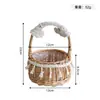 Cesta de mimbre tejida con borlas, cesta para arreglo floral, cesta de floristería, cesta para arreglo floral, cesta de almacenamiento tejida, cesta para foto de niña de las flores de boda
